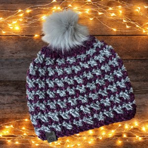Jay Peak Beanie in purple and gray